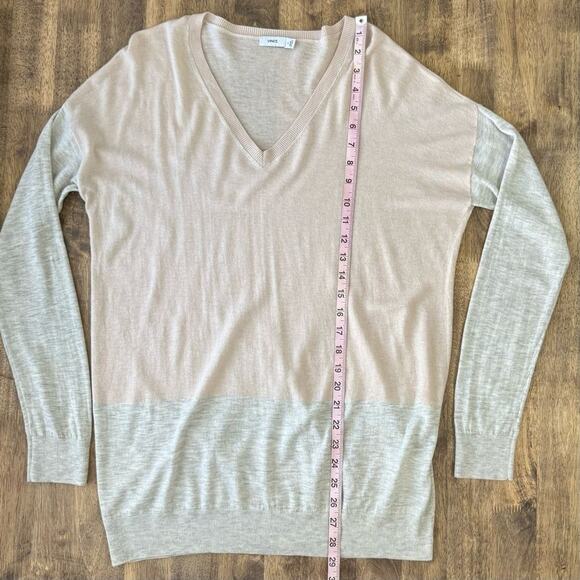 Vince Women’s Merino Wool Colorblock Easy Fit V Neck Sweater Pink Gray Sz Small - Picture 7 of 8